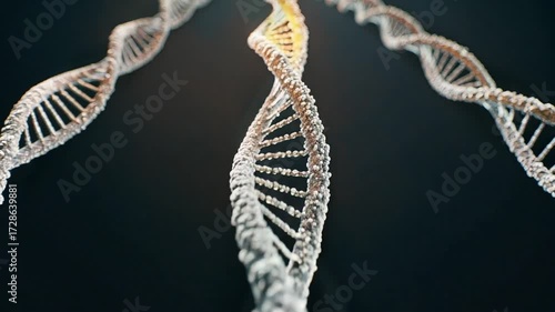 DNA and peptides double helix molecular design in black and white biotechnology style, amino acid structure research, genetics visualization and protein nanotechnology medicine concept