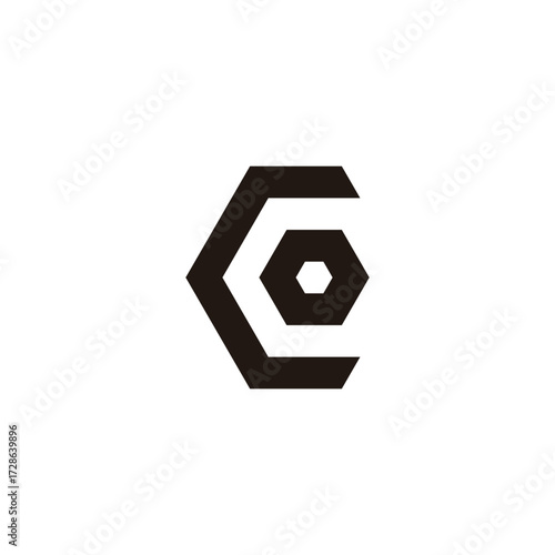 Letter C and o hexagon, tool geometric symbol simple logo vector