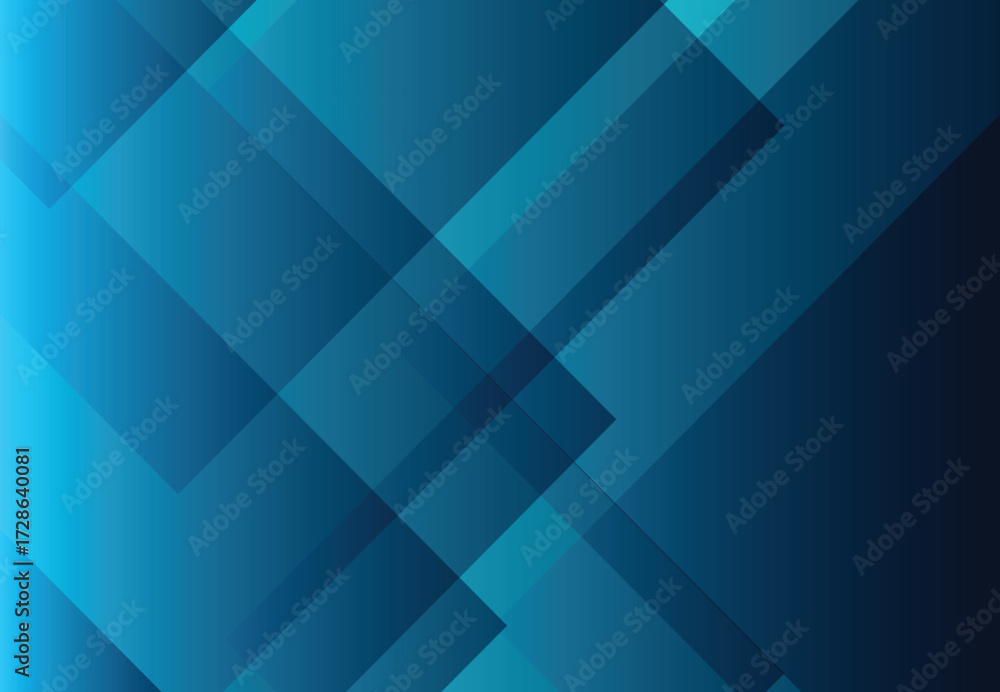 Fototapeta premium Dynamic abstract background with layers of overlapping geometric shapes in a vibrant blue and deep teal gradient, ideal for corporate or tech designs.