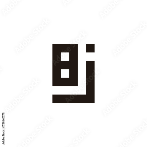 Letter j number 8 square geometric symbol simple logo vector