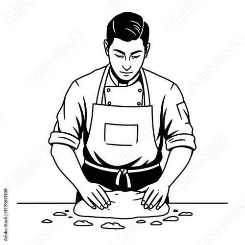 A Chef Kneading Dough