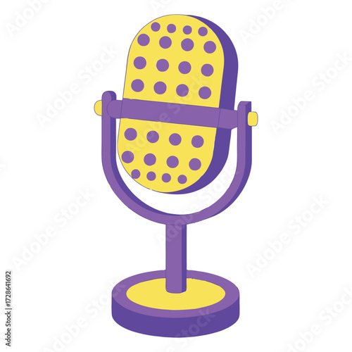 Retro microphone icon for music production and audio recording stand 