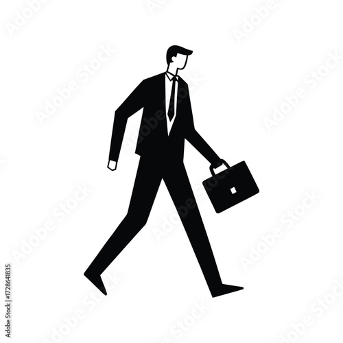 confident businessperson walking with a briefcase.eps