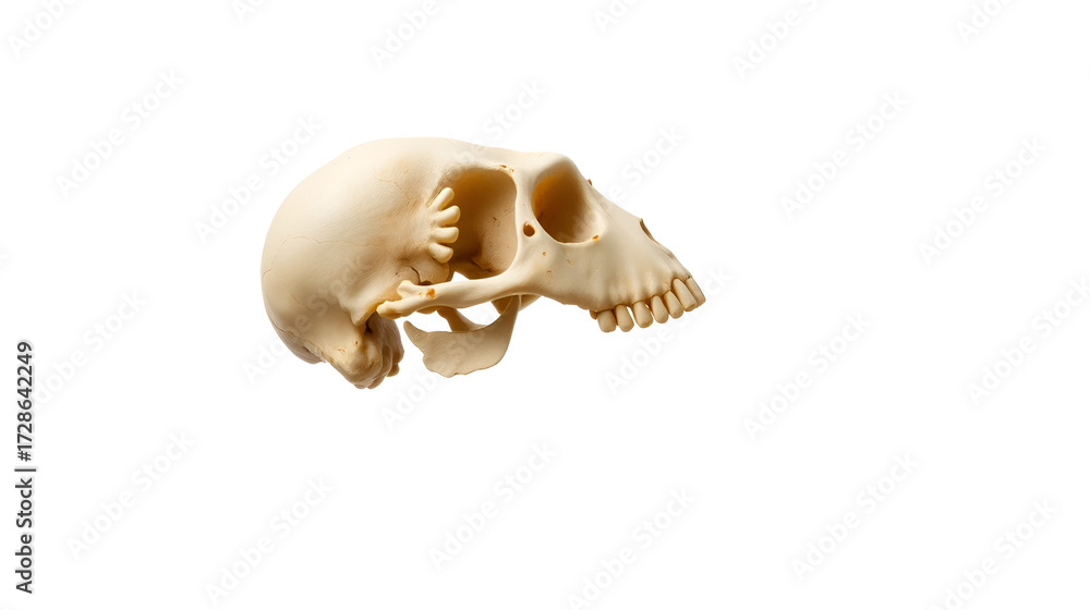 Naklejka premium skull of prehistoric man, Skull of hominids or australopithecus isolated on white background with space for text
