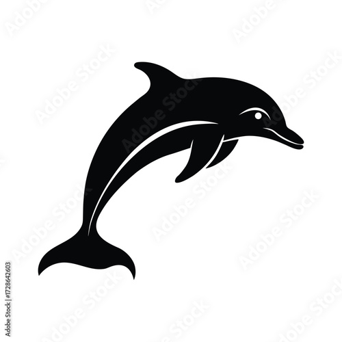 dolphin silhouette jumping from water black vector.eps