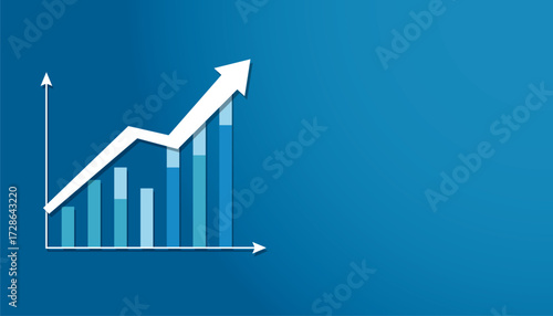 business growth arrow raise up concept to success. Finance vision stretching rising up. banner flat style vector illustration. Return on investment ROI. currency chart increase. stock and investment