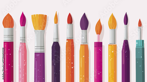 Collection of colorful art paintbrushes
