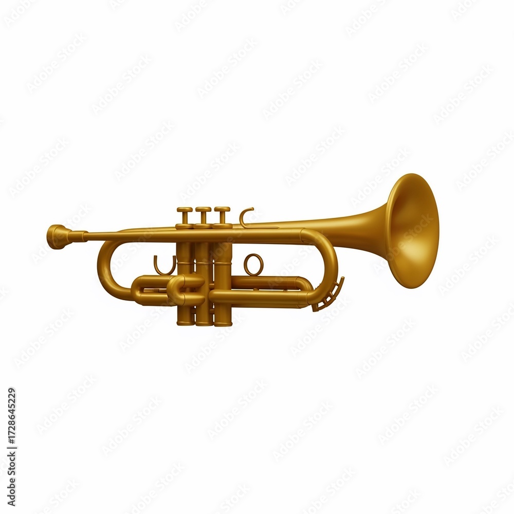 Fototapeta premium Golden Trumpet Musical Instrument Isolated on White Background.