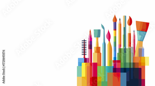 Colorful art tools collection