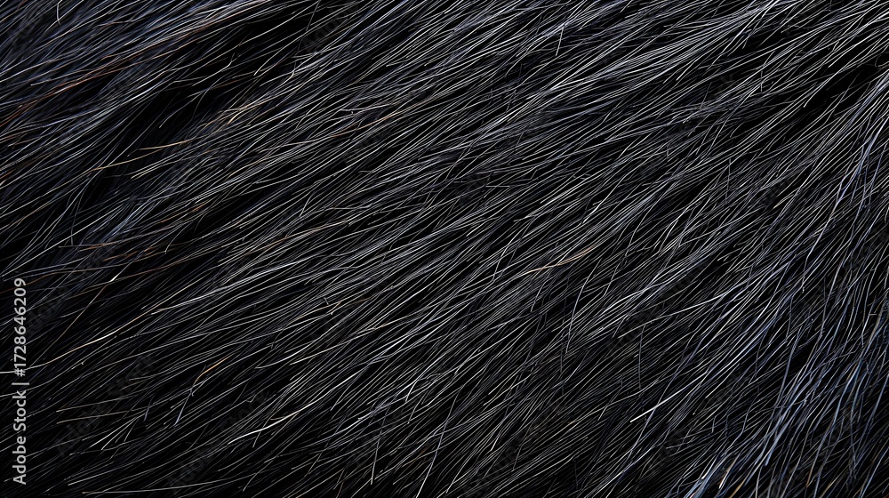Fototapeta premium Closeup view of a soft, black feather showing intricate texture and detail