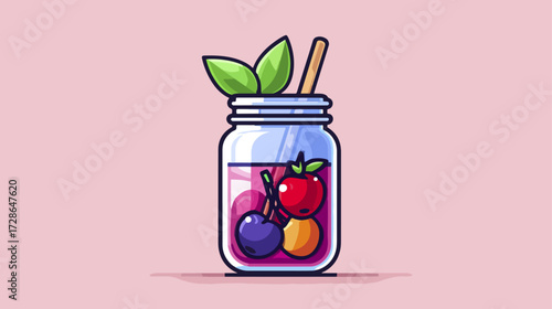 Colorful fruit drink in a jar