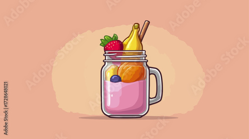 Colorful fruit smoothie in jar
