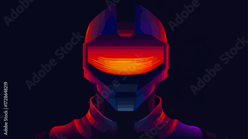 Colorful futuristic helmet illustration