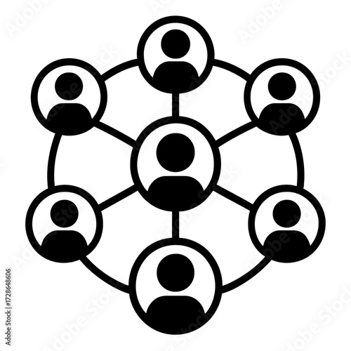 Social Network Connection Hub - Business and Community Communication Vector Illustration for Websites and Apps