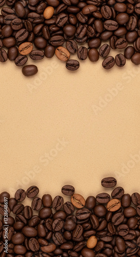 Wallpaper Mural Brown coffee beans frame beige background, creating a simple, elegant design perfect for coffee shop menus or cafe branding, offering free space for text Torontodigital.ca