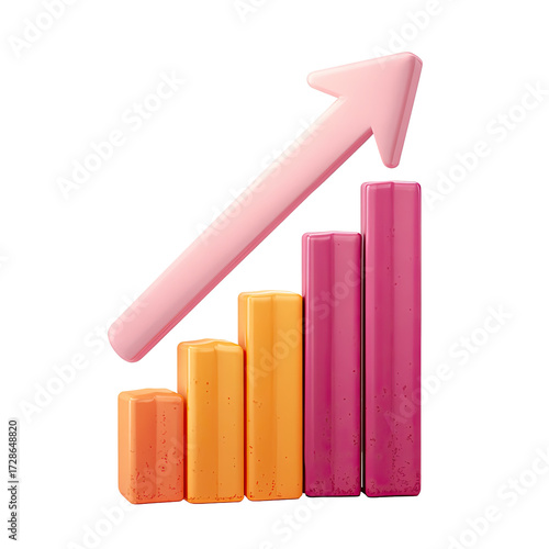 Free Download 3D bar graph with upward arrow - GFXLoad