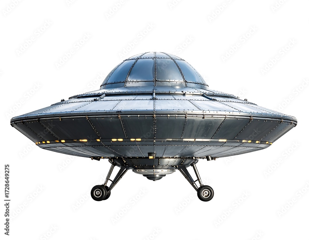 Obraz premium Futuristic gray saucer-shaped spacecraft