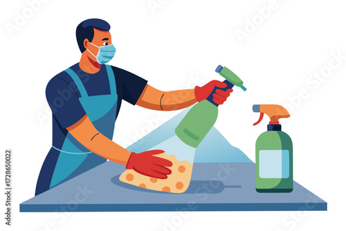 cleaning with spray