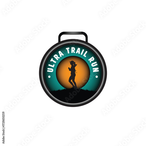 ultra trail run logo vector image