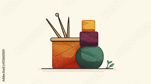 Colorful knitting supplies