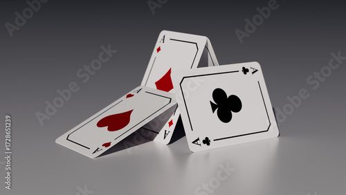 Four Aces Poker Cards in 3D Render.