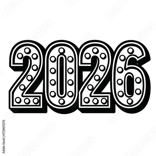 2026 Marquee Style Numbers - Festive New Year Countdown Vector Art