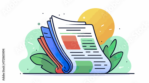 Colorful newspaper flat design