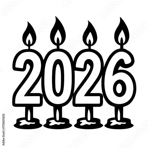 Burning New Year 2026 Candles Vector - Festive Illustration for Holiday Cards and Decorations