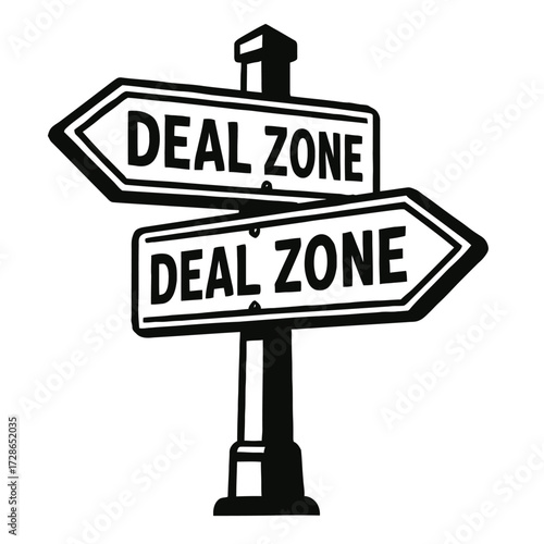 Deal Zone Signpost Vector - Simple Directional Illustration for Shopping Discounts and Promotions