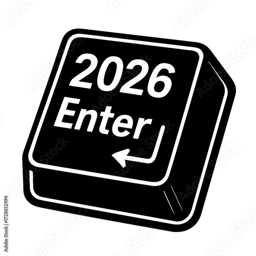 Happy New Year 2026 Enter Button - Conceptual Vector for a Digital New Beginning