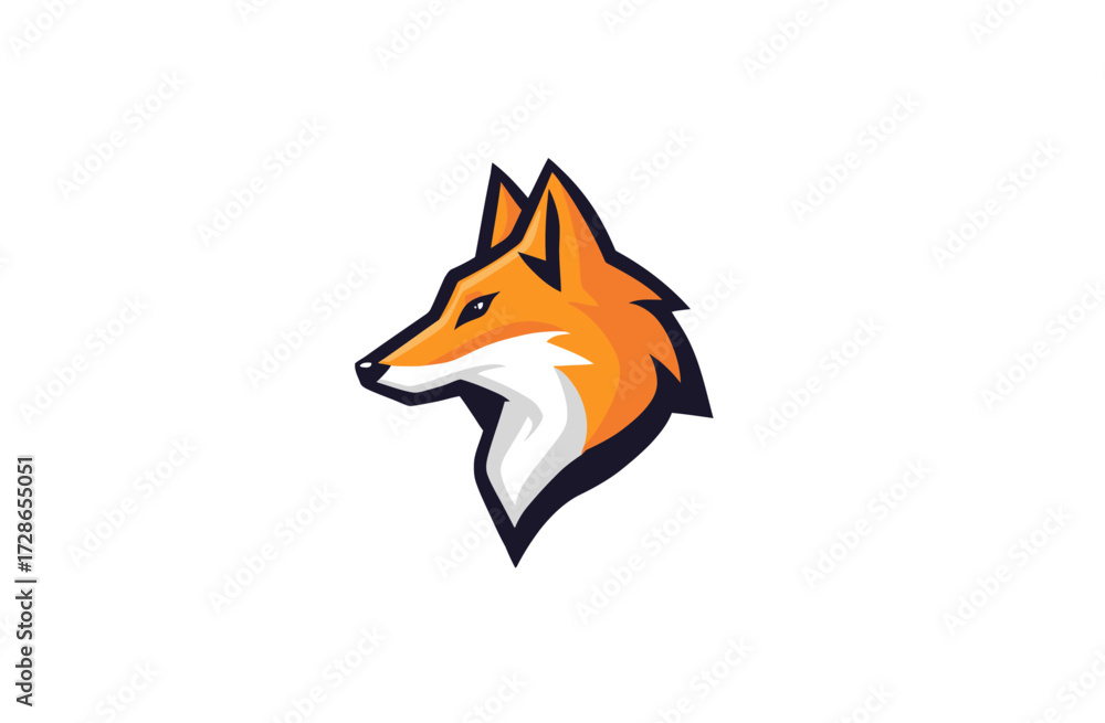 Obraz premium An orange and white illustration of an animal's head with sharp features on a white background