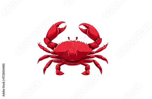 Illustration of a red crab with claws raised, set against a white background
