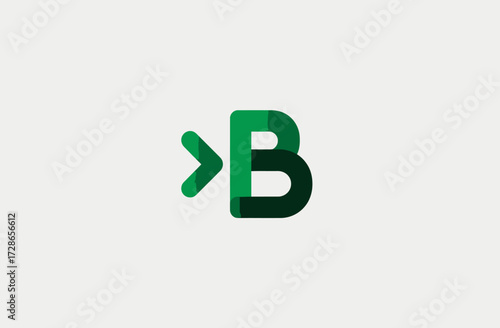Stylized image shows a green greater-than symbol with a "B" shape on light background