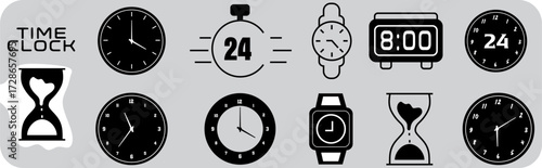Time keeping Devices Collection. Time icon vector set. clock illustration sign collection. watch symbol