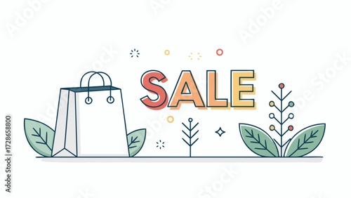 Modern Shopping Design With A Bag And The Word Sale For Advertising Use