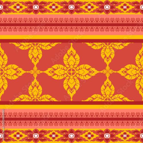 thai art pattern design for carpet,curtain,clothing,
fabric,wrapping paper,tiles,textiles,batik,texture and wallpaper.Vector background.