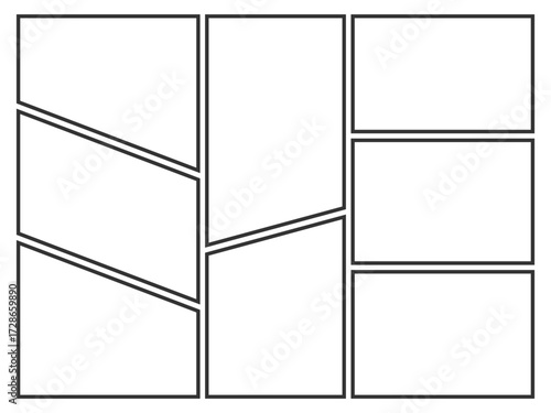 Black frame comic or manga pop art layout board isolated