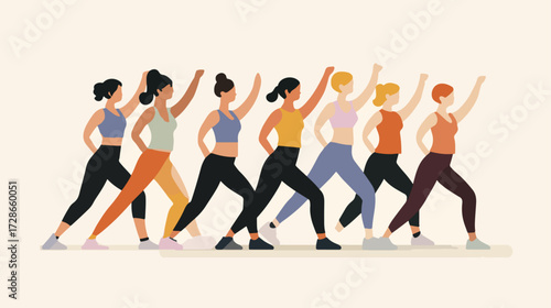 Diverse women exercising