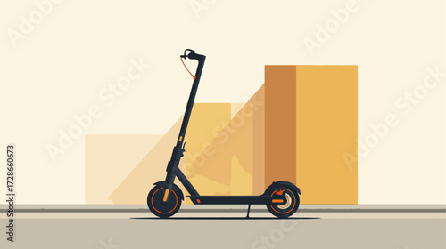 Electric scooter on sidewalk with beige background