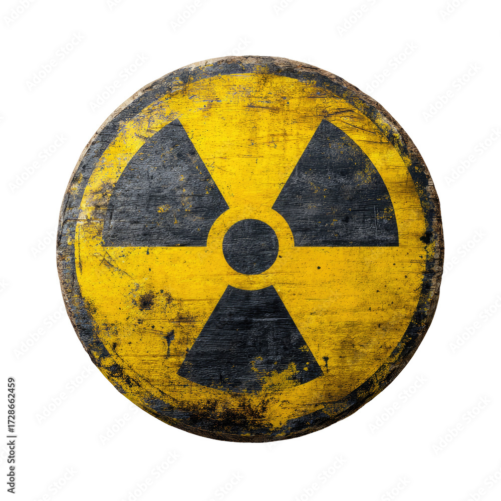 Fototapeta premium Aged circular radiation warning sign