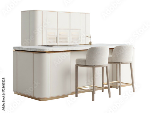 Modern Kitchen Island with Bar Stools