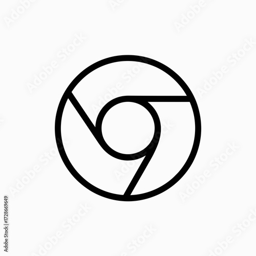 Monochrome google chrome logo vector scalable illustration for web and print silhouette