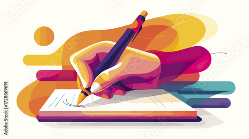 Hand writing on notepad illustration