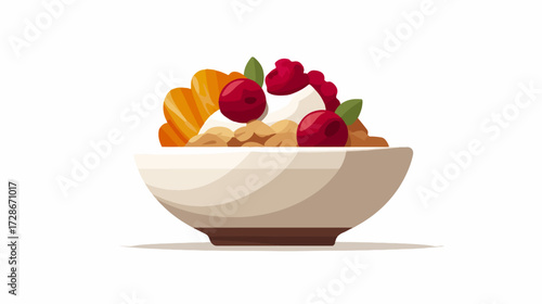 Healthy breakfast bowl with fruits and eggs