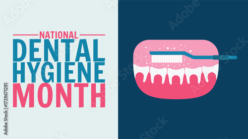 Dental Hygiene month observed each year during October. Banner, poster, card, background