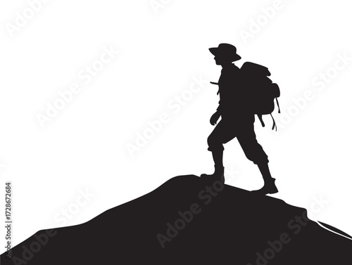 Nature Adventure and Hiking Silhouette Icon for Outdoor Journey Design