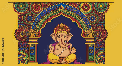 Hindu deity ganesh illustration