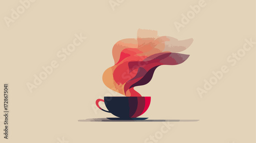 Abstract coffee cup with steam