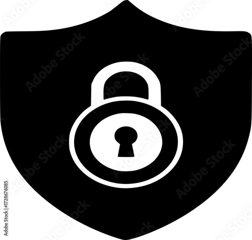 Security Shield and Protection icon Vector with A Lock in solid and outline