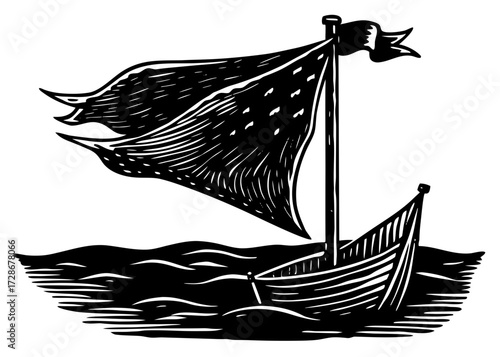 Flag On Mast Silhouette, Columbus Day Voyage SVG, PNG
